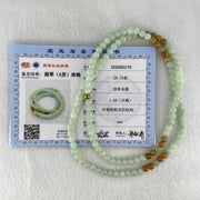 Type A Light Apple Green and Yellow Jadeite Beads Necklace 38.75g 64cm 5.8mm 122 Beads - Huangs Jadeite and Jewelry Pte Ltd
