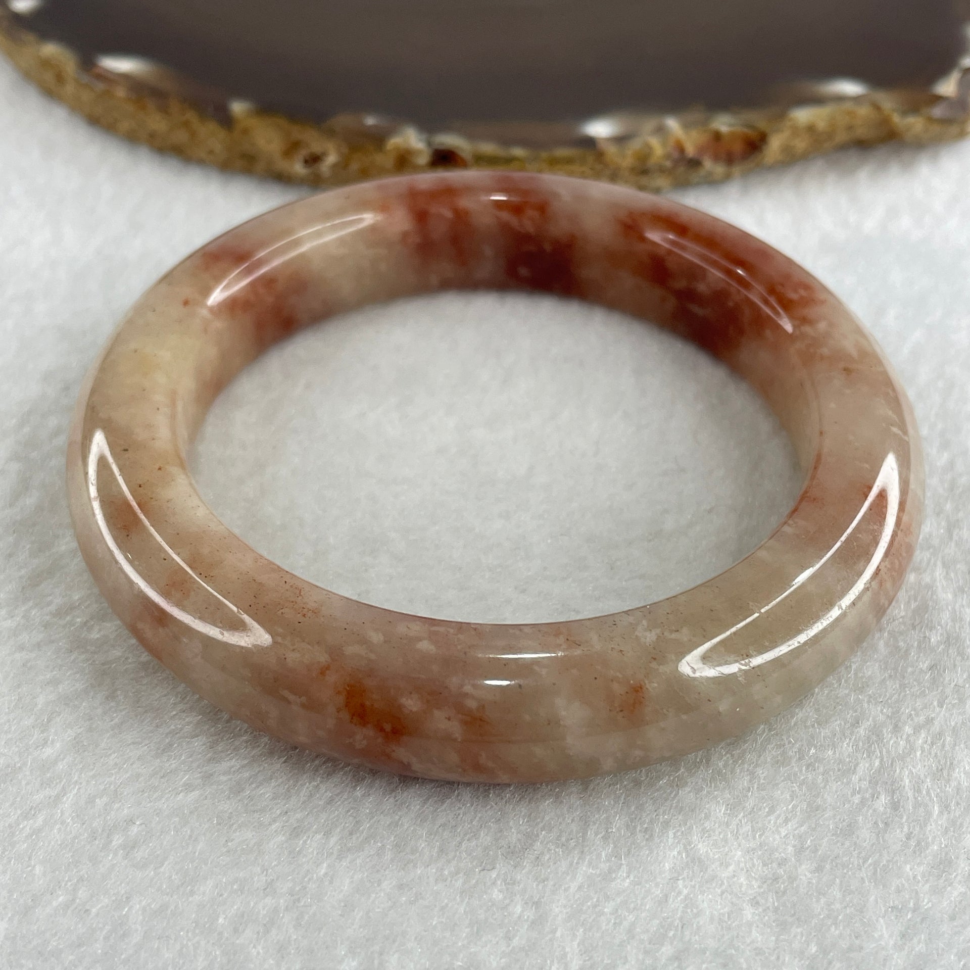 Natural Pinky Ferruginous Quartz Bangle 66.27g Inner Diameter 58.3mm 13.0 by 11.0mm (Slight External Rough) - Huangs Jadeite and Jewelry Pte Ltd