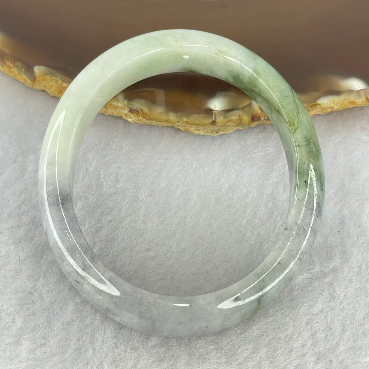 Type A Lavender with Green and Wuji Grey Piao Hua Jadeite Bangle Internal Diameter 55.5mm 41.59g 12.0 by 7.3mm (External Line) - Huangs Jadeite and Jewelry Pte Ltd