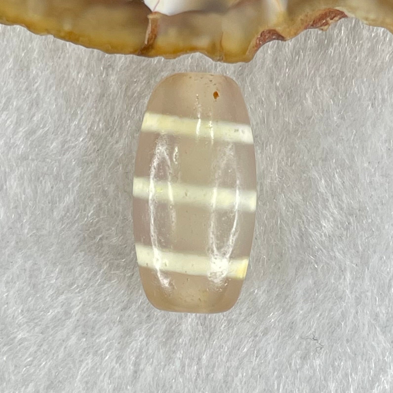 Natural Powerful Tibetan Old Oily Agate 3-Lines Dzi Bead Heavenly Master (Tian Zhu) 三行天诛 3.18g 20.0 by 10.4mm - Huangs Jadeite and Jewelry Pte Ltd