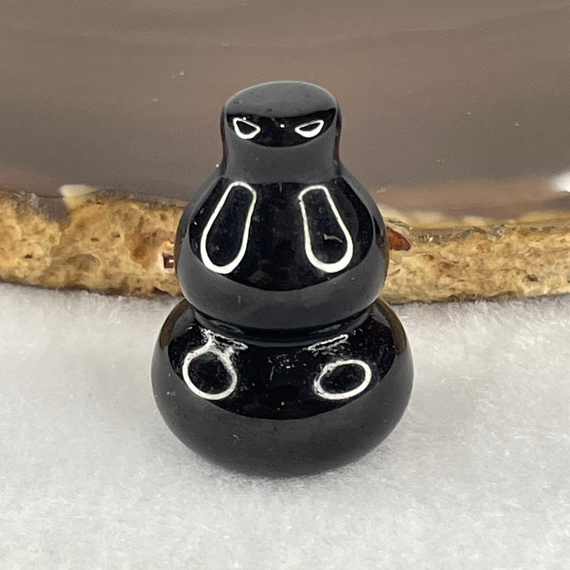 Natural Black Obsidian Mini Hulu Display 12.92g 29.2 by 20.6mm - Huangs Jadeite and Jewelry Pte Ltd