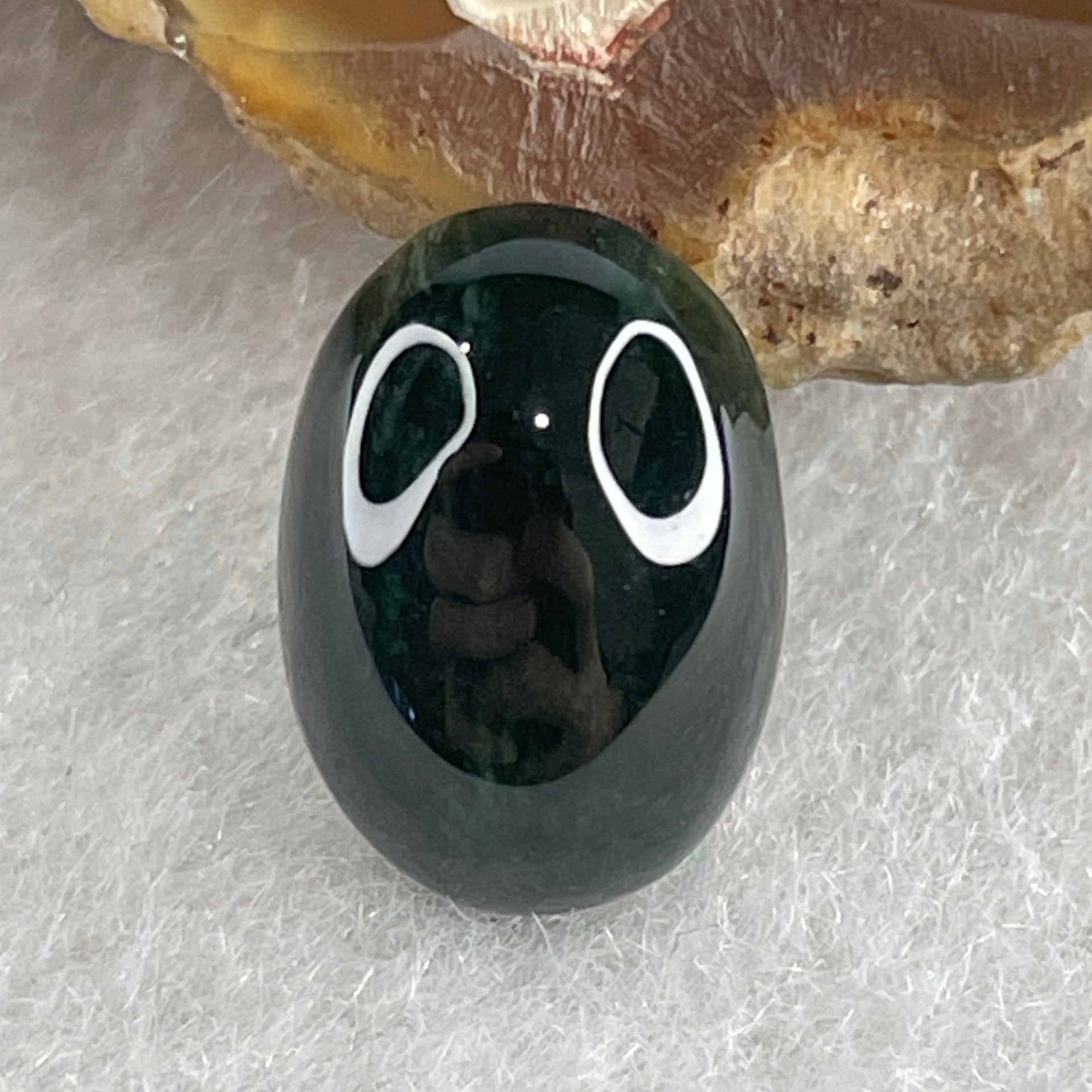 Type A Translucent Black Omphacite Jadeite Round Cabouchon Stone For Setting 1.06g 12.7 by 9.0 by 4.7mm - Huangs Jadeite and Jewelry Pte Ltd