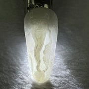 Type A Light Lavender Green Jadeite Shou Xing Gong Pendent With 18KGP Sliver Claps 24.08g 64.4 by 29.3 by 9.8mm - Huangs Jadeite and Jewelry Pte Ltd