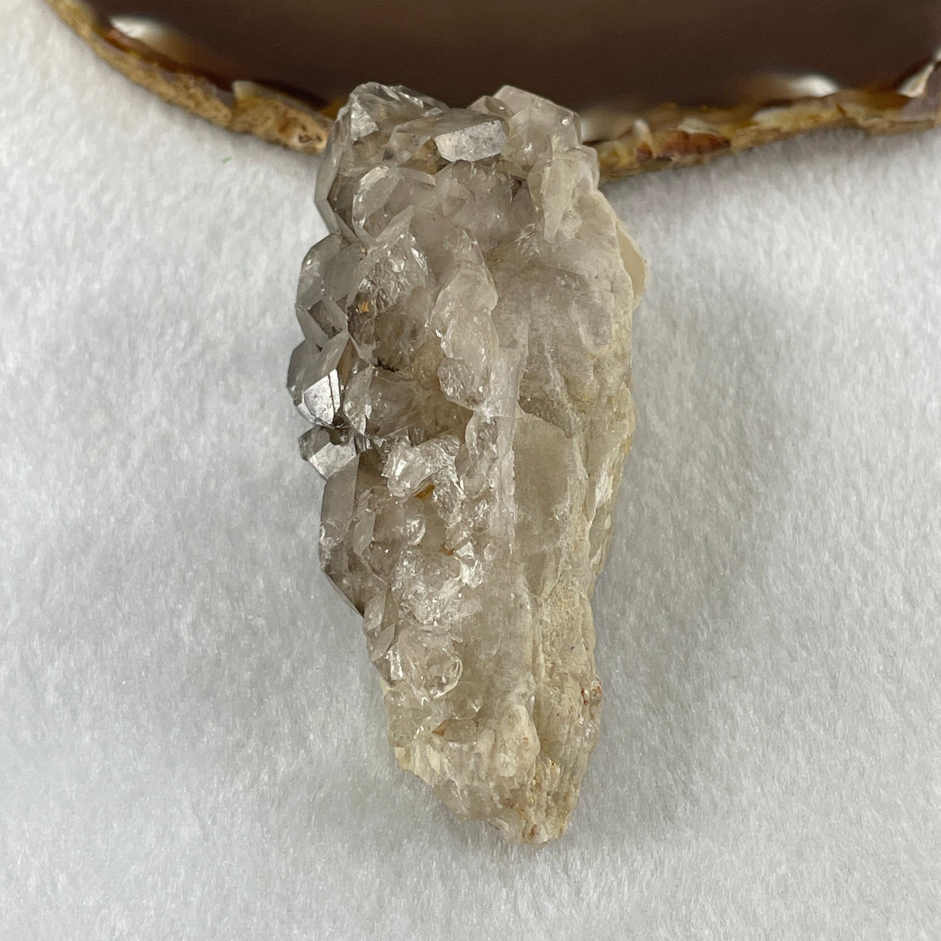 Natural Smoky Quartz Rough Irregular Shape Display in Wooden Stand 178.74g 62.1 by 58.2 by 100.0mm - Huangs Jadeite and Jewelry Pte Ltd