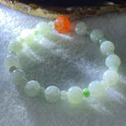 Natural Type A Light Green Jadeite Round Shape Beads with Red Agate Paw Charm Bracelet 29.33g 17cm 10.0mm 14 Beads - Huangs Jadeite and Jewelry Pte Ltd