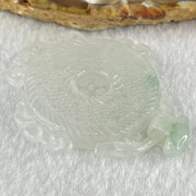 Type A Semi Icy White Jadeite Floral Ping An Kou Donut Pendant 19.53g 45.6 by 44.1 by 6.6mm - Huangs Jadeite and Jewelry Pte Ltd