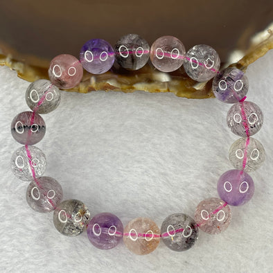 Above Average Grade Natural Super 7 Crystal Beads Bracelet 天然超级七水晶珠手链 39.51g 18cm 11.8mm 18 Beads - Huangs Jadeite and Jewelry Pte Ltd