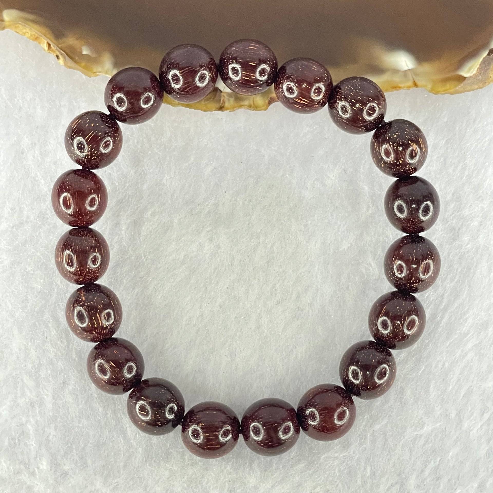 Natural Blood Rosewood Beads Bracelet 天然血檀手链 9.97g 17cm 10.4mm 19 Beads - Huangs Jadeite and Jewelry Pte Ltd