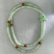 Type A Light Green Apple Green and Red Jadeite Beads Necklace 45.64g 64cm 5.8mm 181 + 6 Beads - Huangs Jadeite and Jewelry Pte Ltd