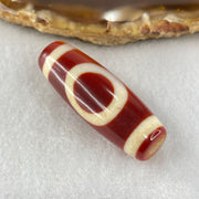 Natural Powerful Tibetan Old Oily Red White Agate One Eye Earth Element Dzi Bead Heavenly Master (Tian Zhu) 一眼土元素天珠 9.85g 37.5 by 13.0mm - Huangs Jadeite and Jewelry Pte Ltd