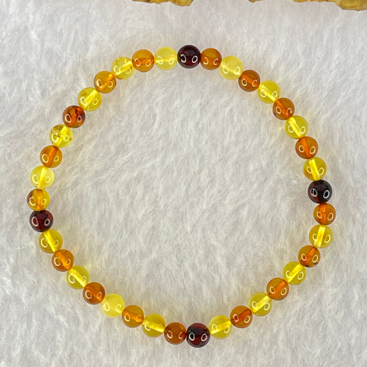 Natural Mixed Color Amber Beads Bracelet 2.52g 16.5cm 5.2mm 38 Beads - Huangs Jadeite and Jewelry Pte Ltd