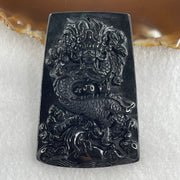 Type A Opaque to Partial Translucent Black Omphacite Jadeite Dragon Pendant 30.25g 64.4 by 42.8 by 8.2mm - Huangs Jadeite and Jewelry Pte Ltd