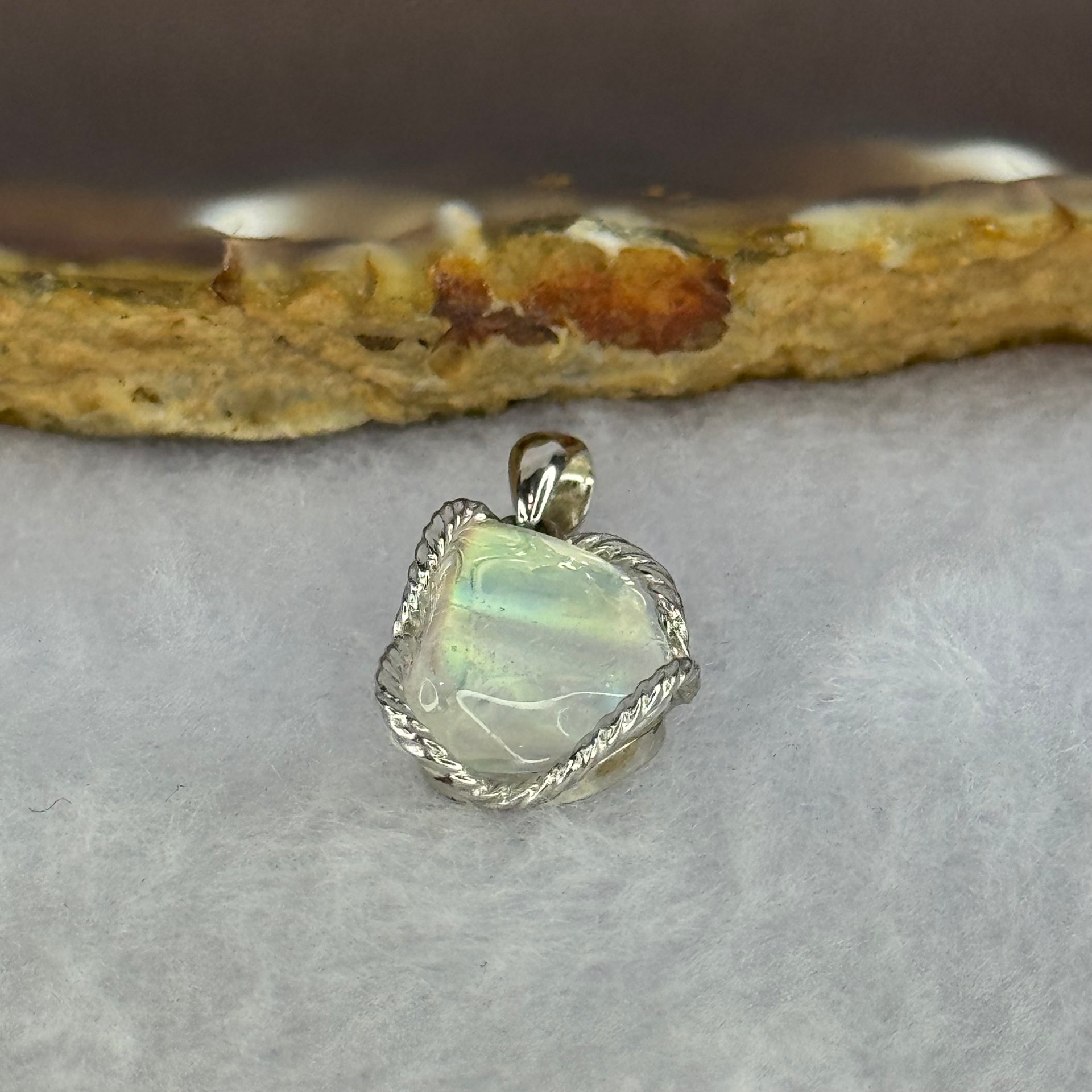 Natural Madagascar Blue Moonstone in S925 Silver Pendant 2.25g 15.5 by 10.0 by 4.1mm - Huangs Jadeite and Jewelry Pte Ltd