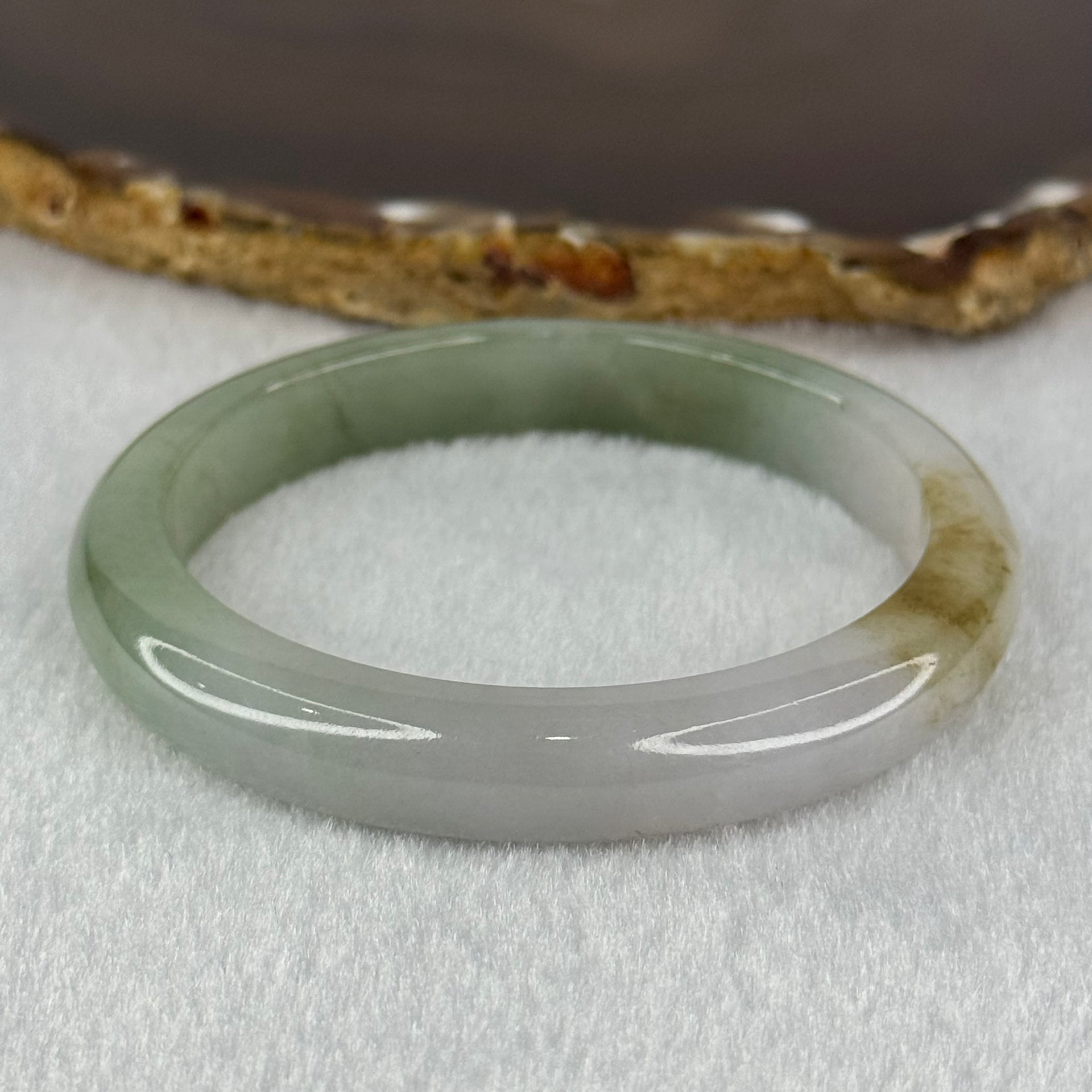 Type A Green and Lavender with Yellowish Brown Patch Bangle 42.15g 10.2 by 7.4 mm Internal Diameter 55.3 mm (Slight Internal Lines) - Huangs Jadeite and Jewelry Pte Ltd