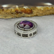 Natural Meteorite Spinning High Energy Feng Shui Charm in S925 Silver with Crystals For Necklace / Bracelet (Purple with Yellow Color) 4.10g 16.8 by 7.3mm - Huangs Jadeite and Jewelry Pte Ltd
