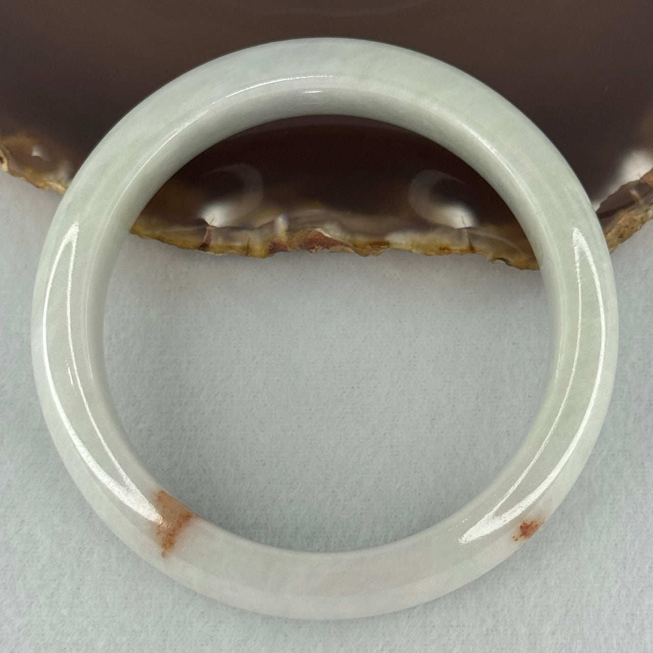Type A Faint Green Lavender with Reddish Brown Patches Jadeite Bangle Internal Diameter 58.5mm 81.87g 16.6 by 8.9mm (Close to Perfect) - Huangs Jadeite and Jewelry Pte Ltd