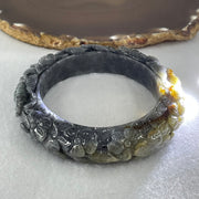 Type A Wuji Grey with Brown Jadeite Bird with Prosperity Flowers and Ruyi Bangle Inner Diameter 58.4mm 14.1 by 13.5mm and Pendant 56.5 by 14.4mm Total Weight 192.46g - Huangs Jadeite and Jewelry Pte Ltd