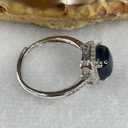 Good Grade Natural Blue Kyanite Bead in S925 Sliver Adjustable Ring 2.13g 7.7 by 4.5mm - Huangs Jadeite and Jewelry Pte Ltd