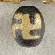 Natural Powerful Tibetan Old Oily Agate Double Swastika Dzi Bead (Hotu Dzi) 8.01g 20.5 by 16.5mm - Huangs Jadeite and Jewelry Pte Ltd