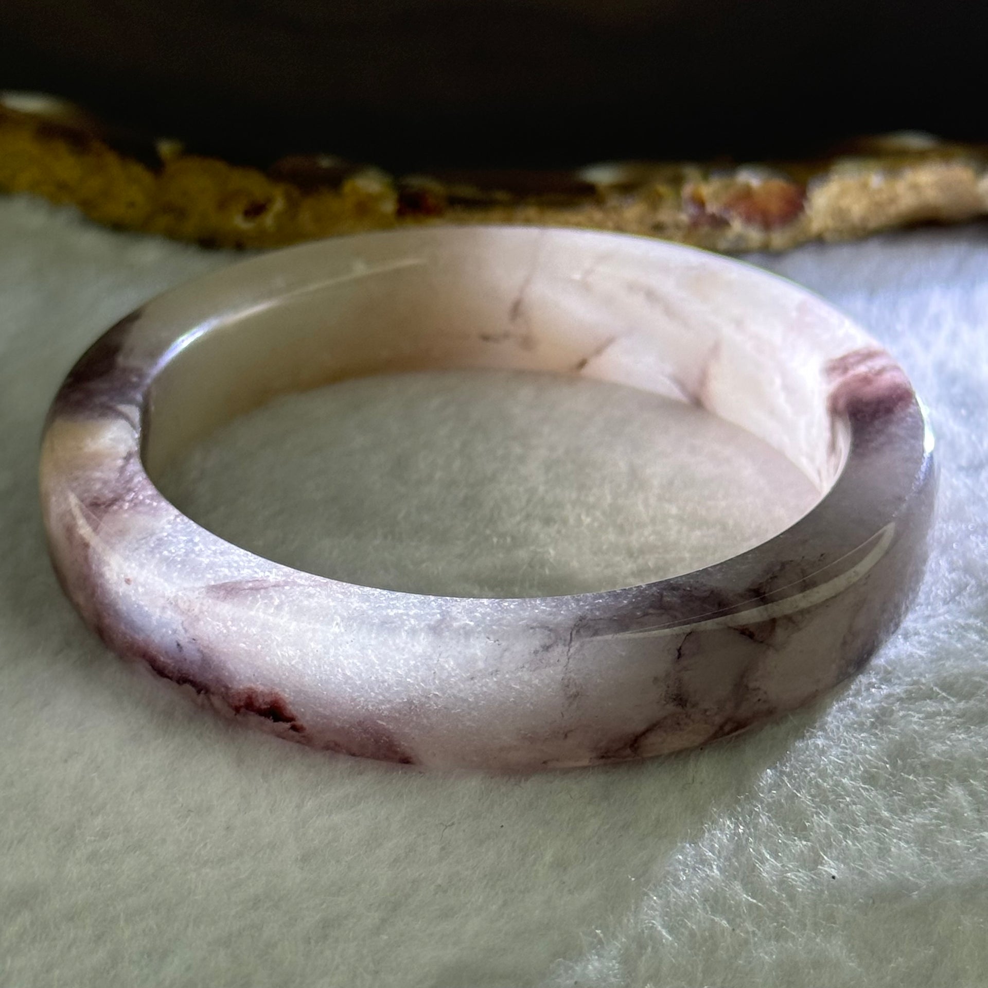 Purple with Dark Purple Piao Hua Quartzite Jade Bracelet Internal Diameter 天然水沫玉手镯 58.2mm 52.36g 12.8 by 9.0mm - Huangs Jadeite and Jewelry Pte Ltd