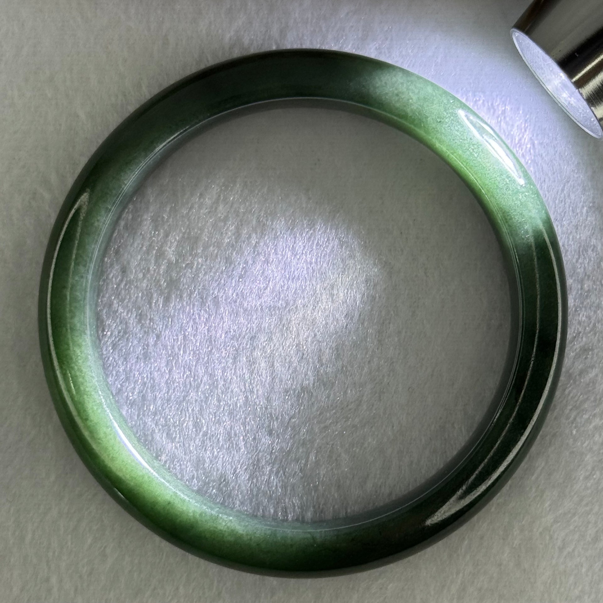 Type A Dark Blueish Green Jadeite Bangle Internal Diameter 58.2mm 48.09g 10.7 by 8.3mm (Slight Internal Lines) - Huangs Jadeite and Jewelry Pte Ltd