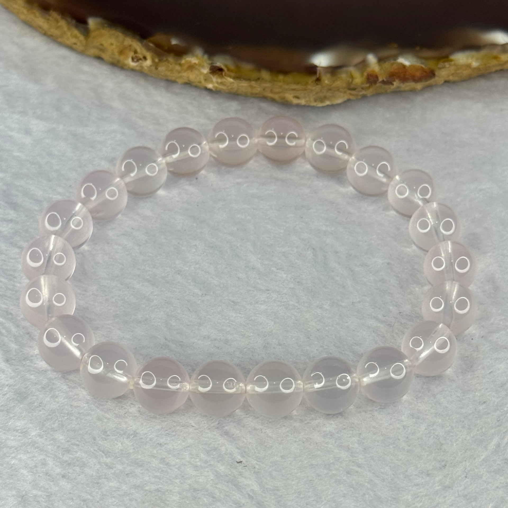Natural Rose Quartz Beads Bracelet 天然玫瑰石英珠手链20.88g 16cm 8.9mm 22 Beads - Huangs Jadeite and Jewelry Pte Ltd