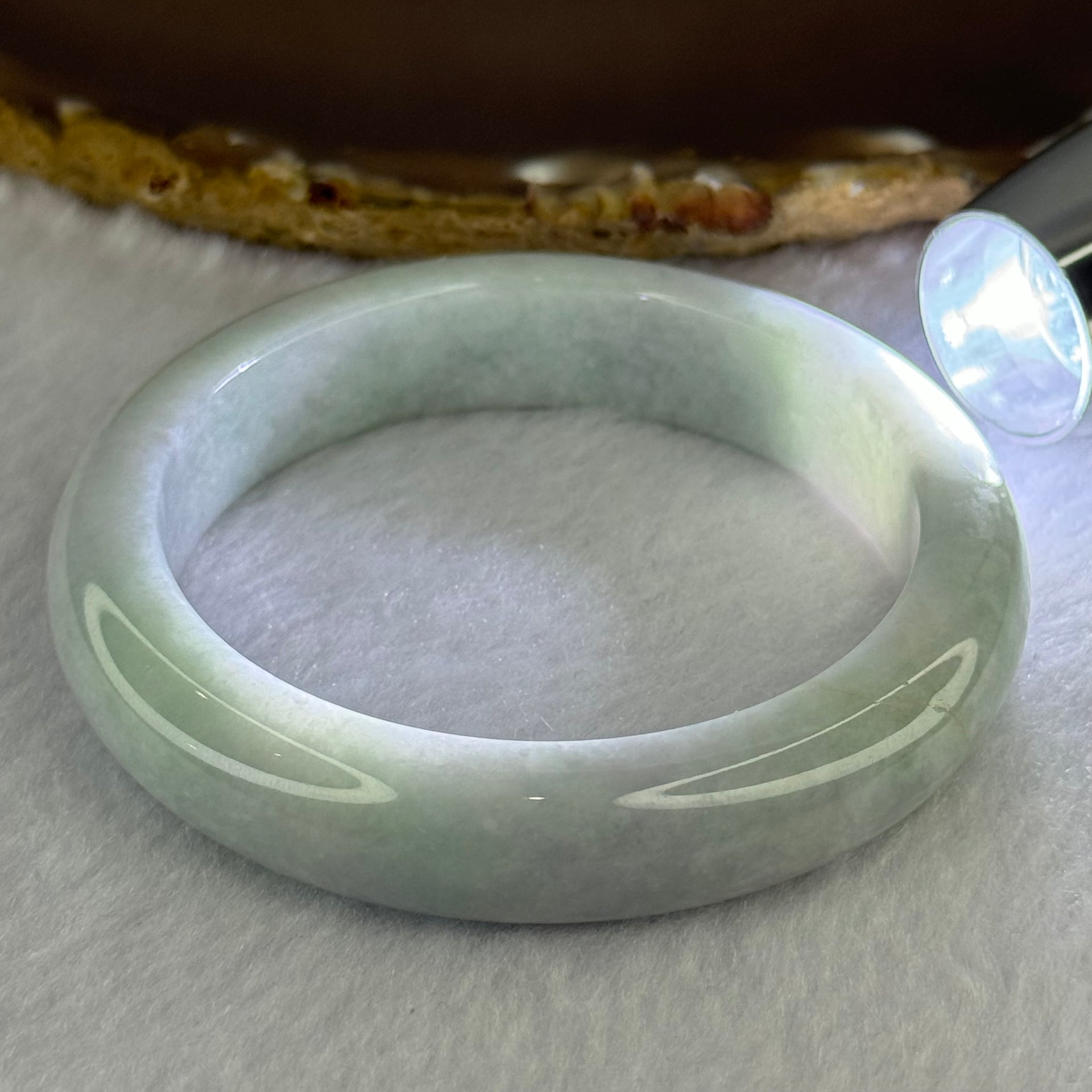 Type A Light Lavender Green Jadeite Bangle 65.05g Internal Diameter 56.4mm 13.3 by 8.8mm (Very Slight Internal Line) - Huangs Jadeite and Jewelry Pte Ltd