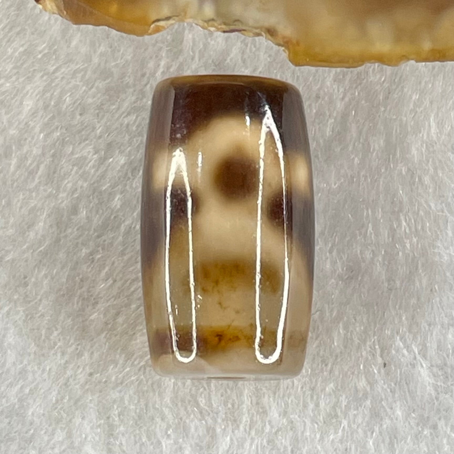 Natural Powerful Tibetan Old Oily Agate Double Cai Shen Dzi Bead Heavenly Master (Tian Zhu) 双财神长天珠 4.86g 20.1 by 11.8mm - Huangs Jadeite and Jewelry Pte Ltd