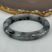 Type A Translucent Faint Grey with Greyish Black Patches Jadeite Bangle Internal Diameter 58.55mm 289.81cts 58.40g 11.8 by 8.6mm With NGI Cert 32885981 (Very Slight Internal Lines) - Huangs Jadeite and Jewelry Pte Ltd