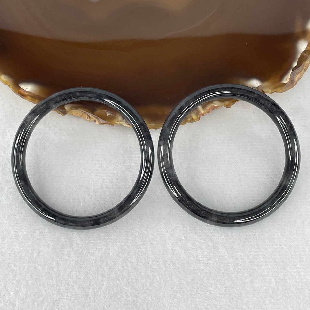 Certified Natural Type A Semi-Icy Wuji Grey Jadeite Twin Baby Bangle | Sleek Round Court Miniature Silhouette | "Ink Landscape" Premium Protective Keepsake & Family Heirloom (27.38g 6.3x6.0mm | 43.4mm Inner Diameter | Close to Perfect)