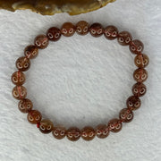 Natural Copper Rutilated Quartz Beads Bracelet 天然銅髮晶手镯 16.12g 16cm 7.9mm 25 Beads - Huangs Jadeite and Jewelry Pte Ltd
