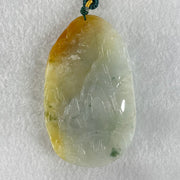Type A Light Faint and Lavender with Yellow Brownish Red Patches Jadeite Double Sided Chinese Flying Fairy With Dragon and Shan Shui Pendant 100.99g 83.7 by 50.6 by 12.0mm - Huangs Jadeite and Jewelry Pte Ltd