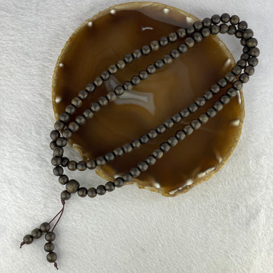 Natural Old Wild Malaysia Agarwood Oval Beads Necklace (Sinking Type) 天然老野生马来西亚沉香手链 38.83g 84cm 8.3mm 108+6 Beads - Huangs Jadeite and Jewelry Pte Ltd