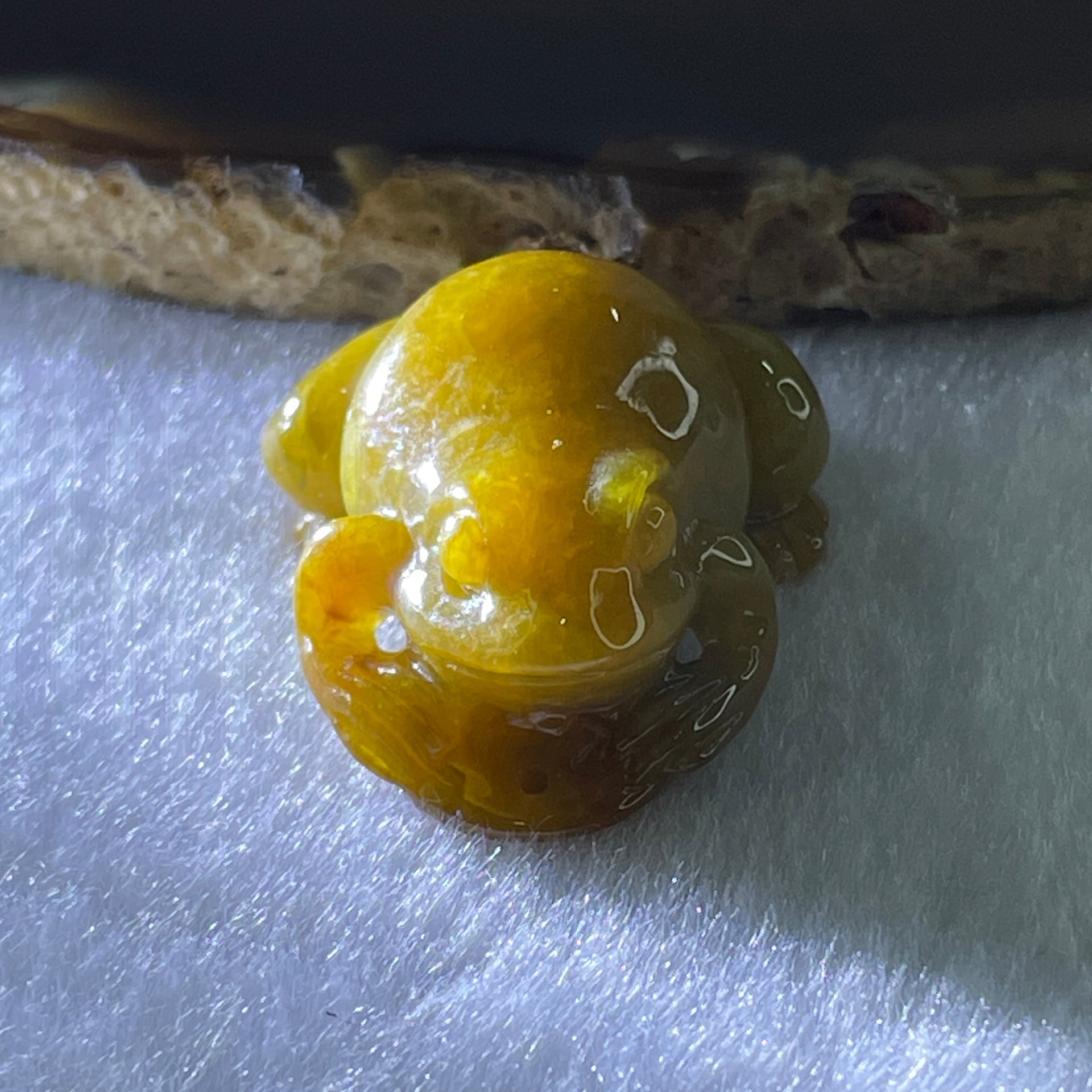 Natural Type A Yellow Jadeite Frog Pendant Charm 18.93g 31.7 by 26.4 by 16.9mm - Huangs Jadeite and Jewelry Pte Ltd