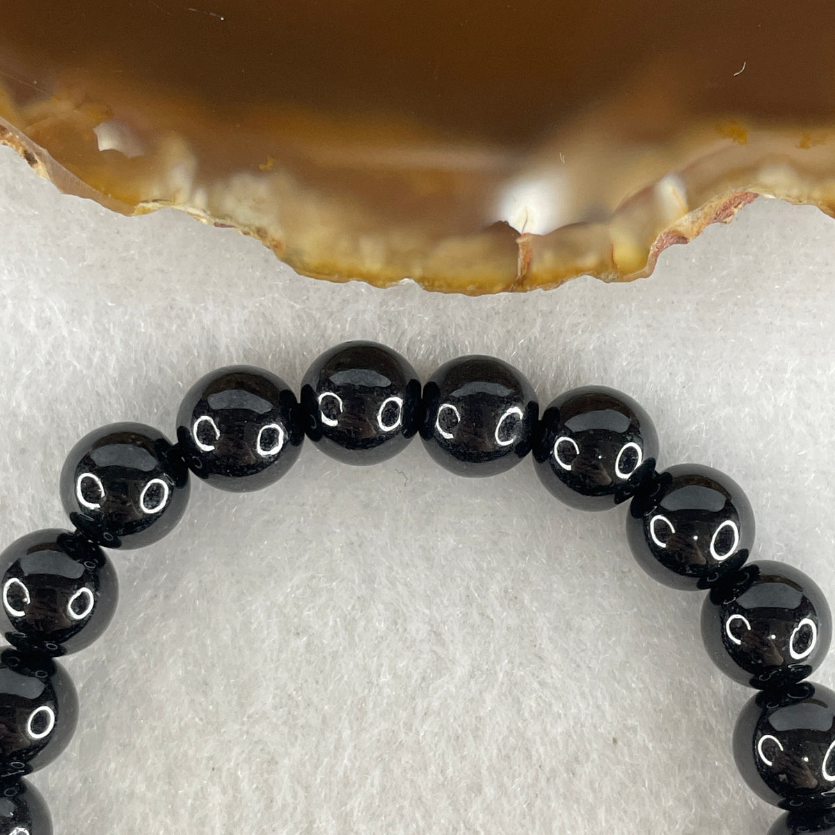 Certified Type A Black Omphacite Jadeite Bead Bracelet | (23.10g | 14.5cm Wrist | 8.4mm | 22 Beads | Synergy, Negative Energy Shield, Wealth Lock & Spiritual Power)