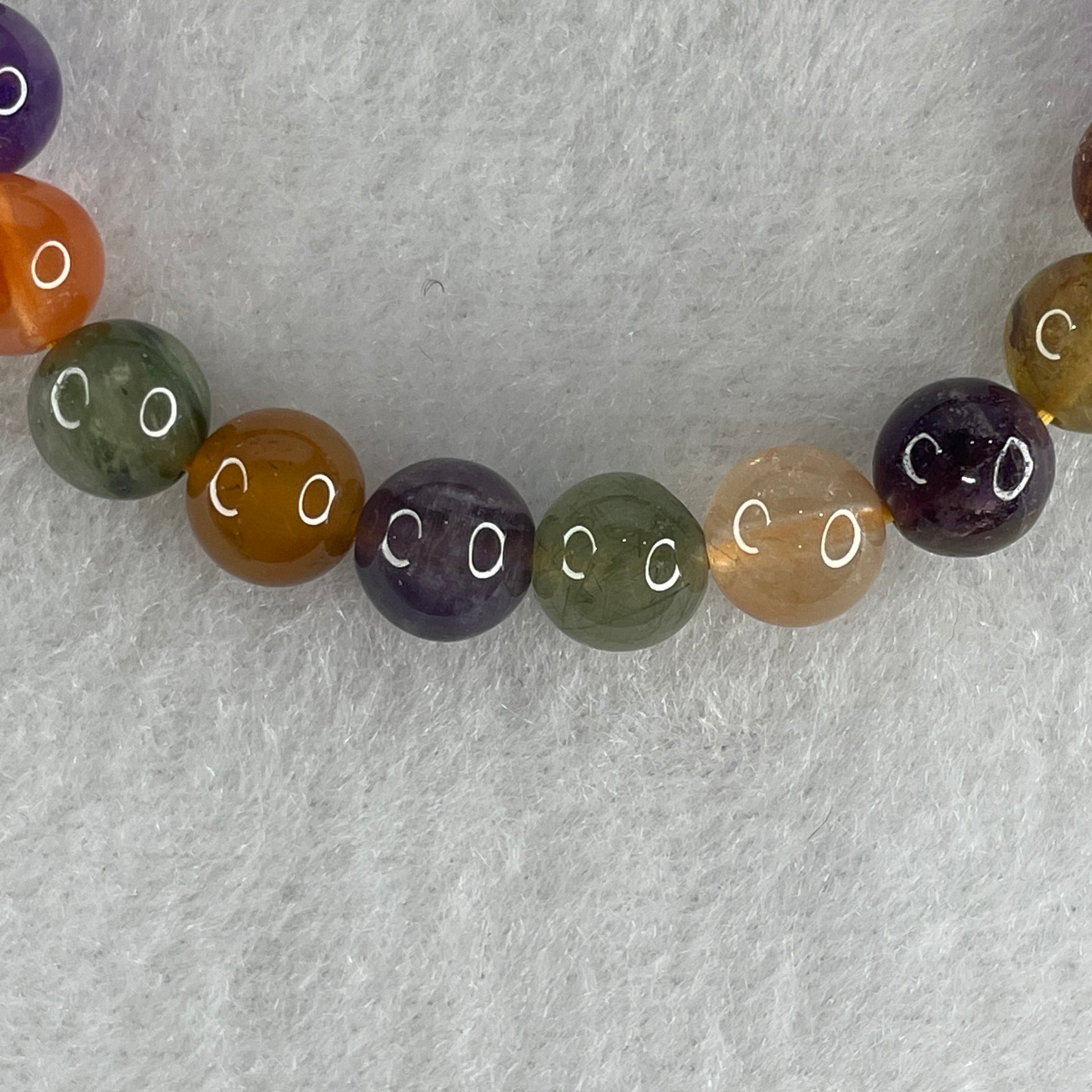 Natural Multi Treasures Mixed Quartz Beads Bracelet 15.99g 16cm 7.8mm 25Beads - Huangs Jadeite and Jewelry Pte Ltd