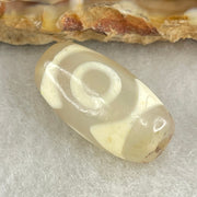 Natural Powerful Tibetan Old Oily Agate 3 Eyes Dzi Bead Heavenly Master (Tian Zhu) 三眼天诛 3.10g 19.9 by 10.4mm - Huangs Jadeite and Jewelry Pte Ltd