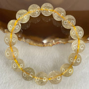 Average Grade Natural Golden Rutilated Quartz Beads Bracelet 53.12g 17cm 13.9mm 15 Beads - Huangs Jadeite and Jewelry Pte Ltd
