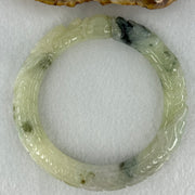 Type A Light Green with Moss Green Piao Hua Jadeite Dragon Bangle Internal Diameter 57.1mm 62.53g 11.5 by 12.4mm (Internal Line) - Huangs Jadeite and Jewelry Pte Ltd