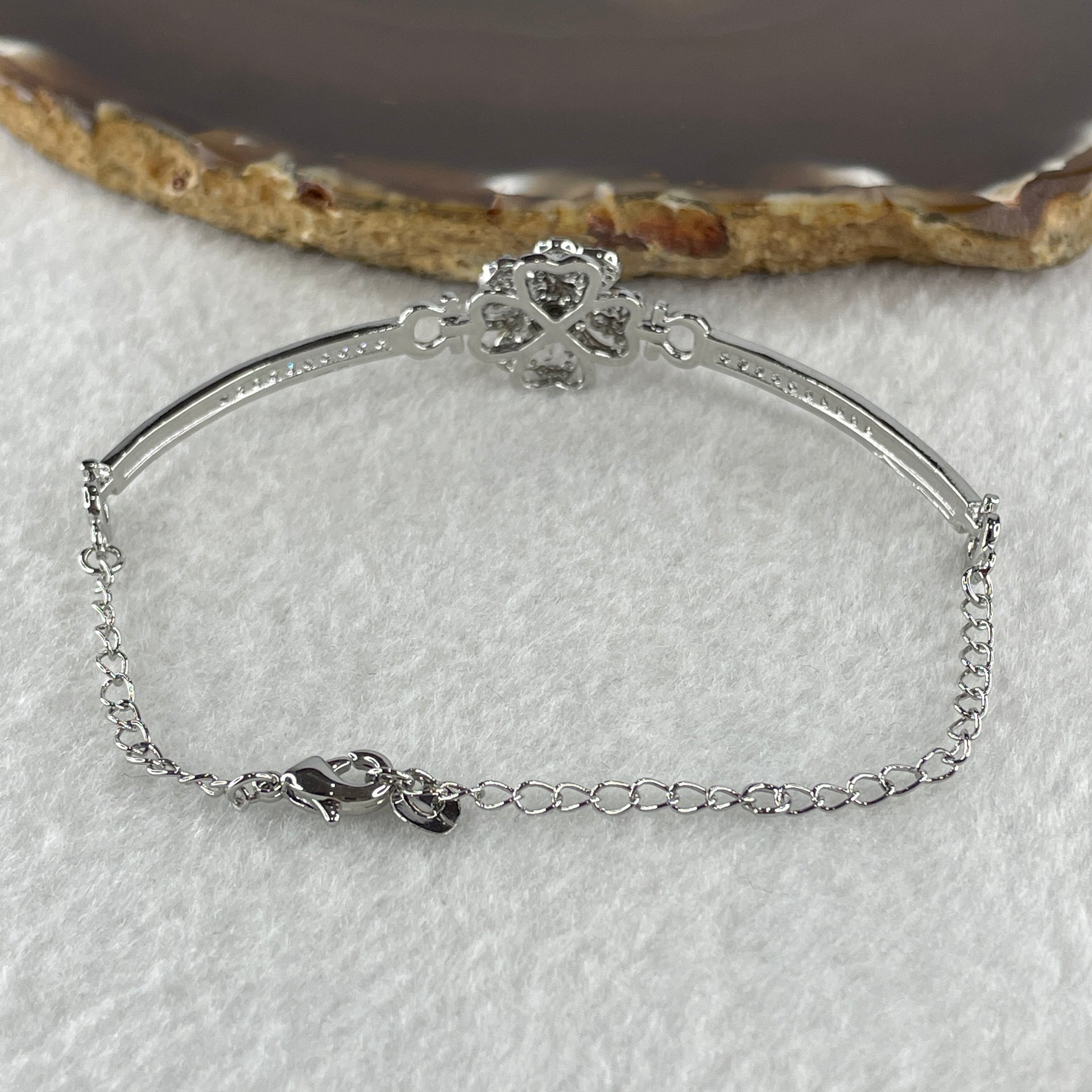 Natural Purple with Colorless Cubic Zirconia Beads Bracelet in S925 Sliver 6.99g 5.8 by 2.0mm - Huangs Jadeite and Jewelry Pte Ltd