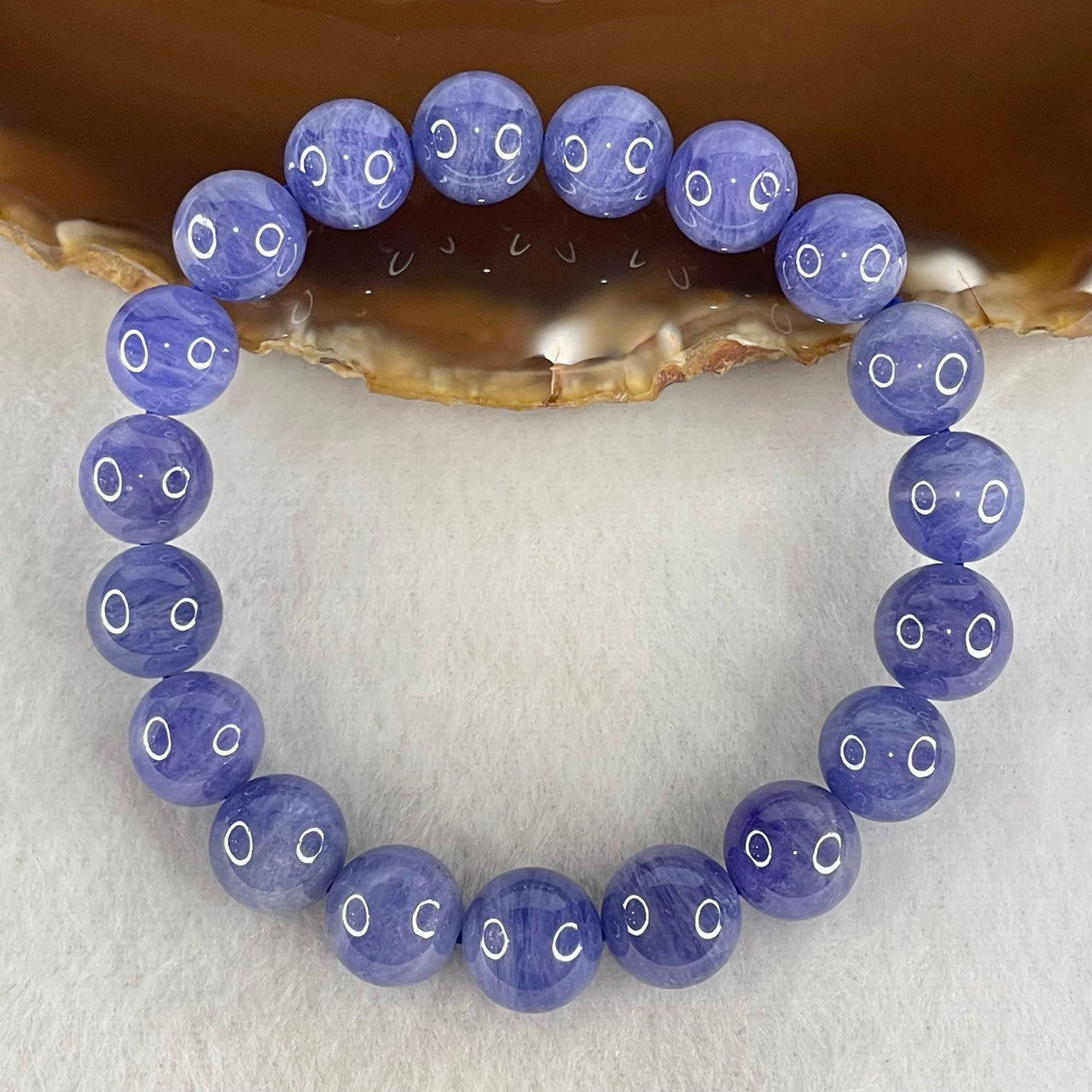 Above Average Grade Natural Blue Tanzanite Beads Bracelet 39.01g 16.5cm 10.6mm 19 Beads - Huangs Jadeite and Jewelry Pte Ltd