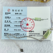 Type A Icy Green Jadeite Mini Rectangle Wu Shi Pai with Crystals in S925 Sliver Bracelet 4.18g 14.8 by 7.0 by 1.6mm - Huangs Jadeite and Jewelry Pte Ltd