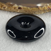 Type A Opaque Black Omphacite Jadeite Ping An Kou Donut Pendant 23.51g 36.2 by 8.7mm - Huangs Jadeite and Jewelry Pte Ltd