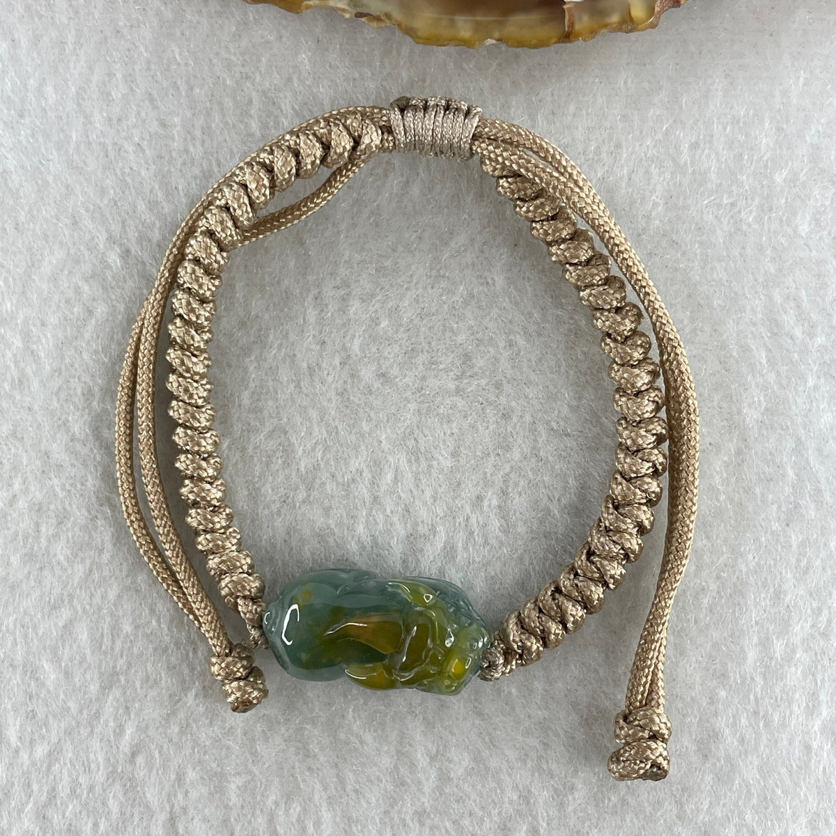 Natural Type A Blueish-Green & Brownish Jadeite Pixiu Bracelet Focal Charm | Wealth Guardian & Asset Protection Talisman (6.69g | 21.1 x 10.2 x 11.2mm) - Huangs Jadeite and Jewelry Pte Ltd