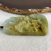 Natural Type A Yellowish Green with Sky Blue Jadeite Shan Shui with Gui Ren Benefactor Pendant 76.29g 67.4 by 43.0 by 12.0mm - Huangs Jadeite and Jewelry Pte Ltd