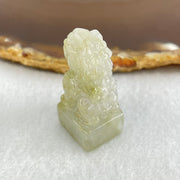 Type A Greyish Lavender and Yellowish Green Jadeite Fu Dog Seal Display 18.16g 37.1 by 16.7 by 14.5mm - Huangs Jadeite and Jewelry Pte Ltd