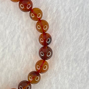 Natural Blood Red with Yellow Amber Beads Bracelet 4.88g 15cm 7.4mm 25 Beads - Huangs Jadeite and Jewelry Pte Ltd