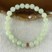 Type A Natural Light Apple Green Jadeite Beads Bracelet 18.06g 15cm 7.8mm 24 Beads - Huangs Jadeite and Jewelry Pte Ltd