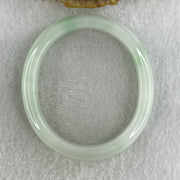 Type A Natural Light Green Faint Lavender with Emerald Green Patches Jadeite Oval Bangle 40.95g Inner Diameter 53.7mm 12.2 by 7.0mm (Internal Line) - Huangs Jadeite and Jewelry Pte Ltd