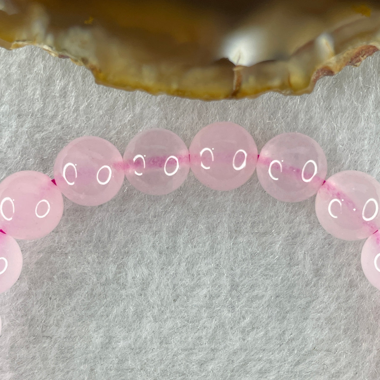 Natural Pink with Blue Chalcedony Agate Beads Bracelet 15.78g 14.5cm 8.1mm 21 Beads